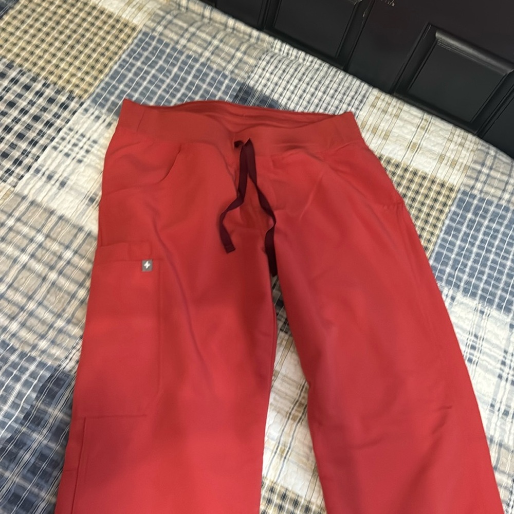 Figs. Hot summer and fall color Clay! Kade Cargo scrub pants. Small.